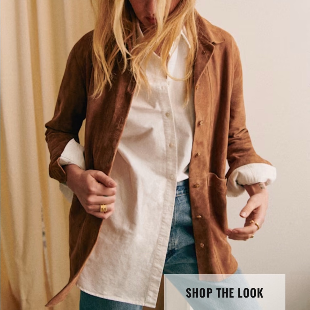 Sezane Will Jacket- Brown Suede Blazer